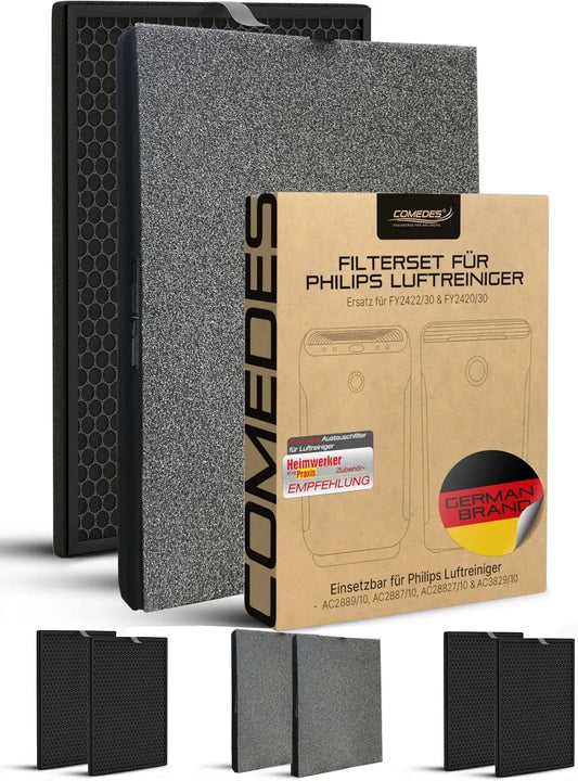 Philips AC2889 AC2887 Luftreiniger, IPS-Panel, Ersatz für FY2422/30 & FY2420/30, AC2882 & AC3829/10, 2 Allergiker-Spezialfilter & 4 Aktivkohle