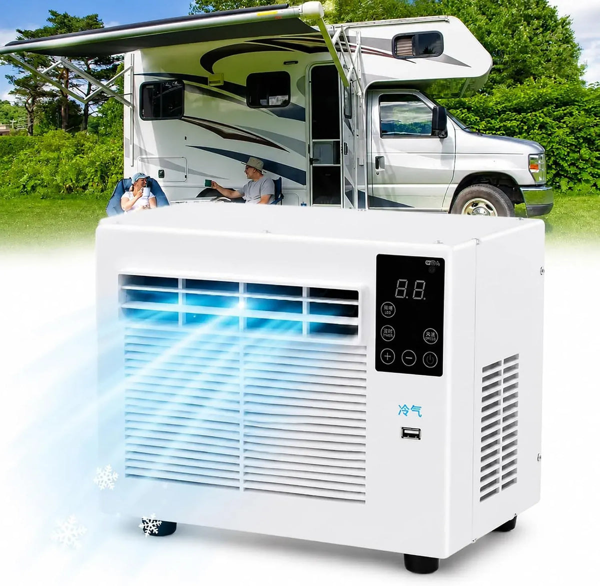 Klimaanlage, Timer, USB, USB-Ladeanschluss und Nachtlicht