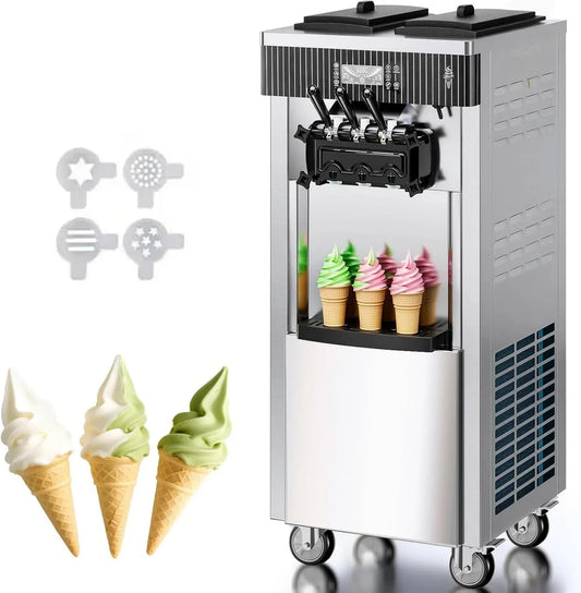 Edelstahlbehälter, Eismaschine, Speiseeismaschine, 6 L, 2200 W, 28 L/h, freistehend, gewerblich