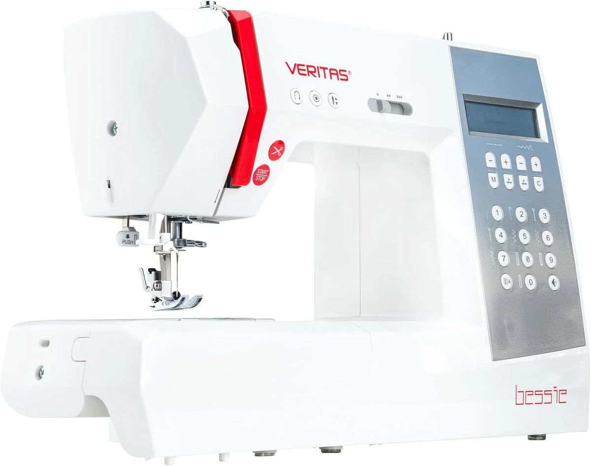 I 196 Fadenabschneider, Nähmaschine, elektrische Nähmaschine, LCD-Display, 196 Programme, Weiß, VERITAS