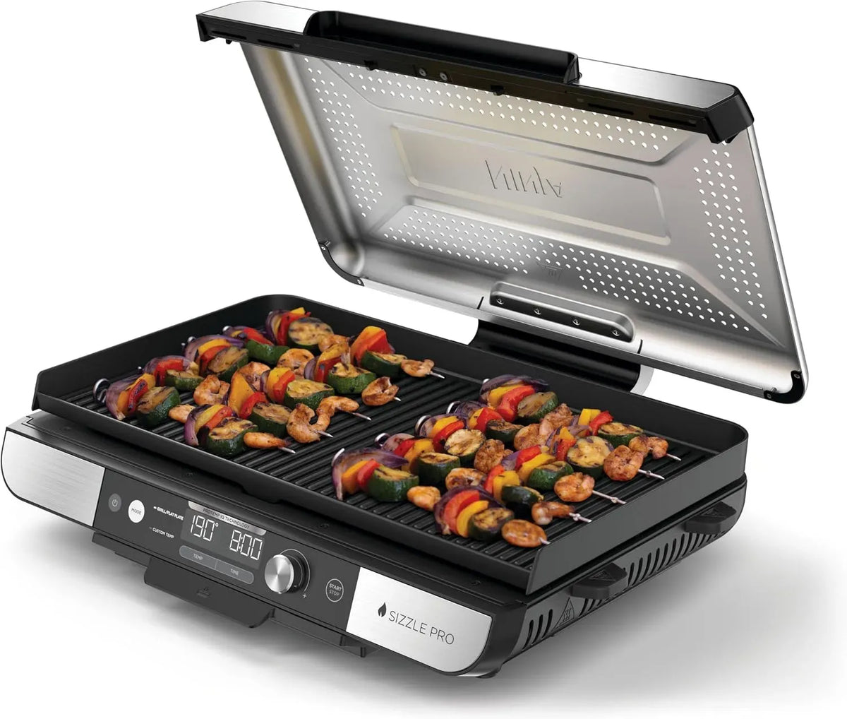 Ninja GX101EU Indoor-Grill, Plancha, Schwarz, Sizzle Pro XL Indoor-Grill & Plancha