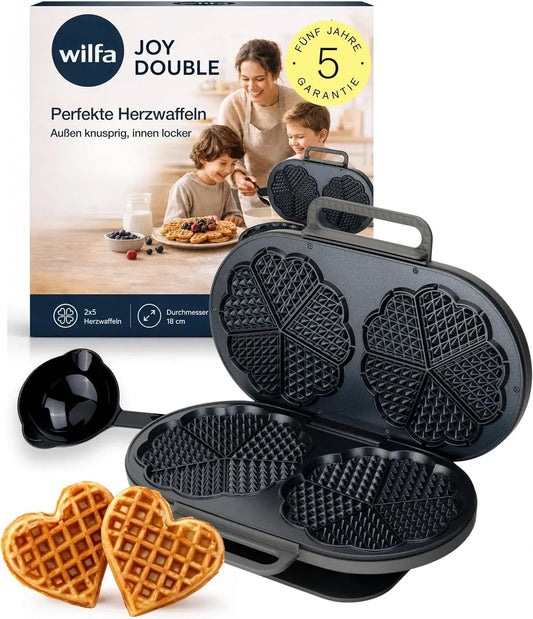 I 1 Waffeleisen, Waffelautomat, 2x18cm, 500 W, 1.500 W, 2 Temperaturzonen, Schwarz