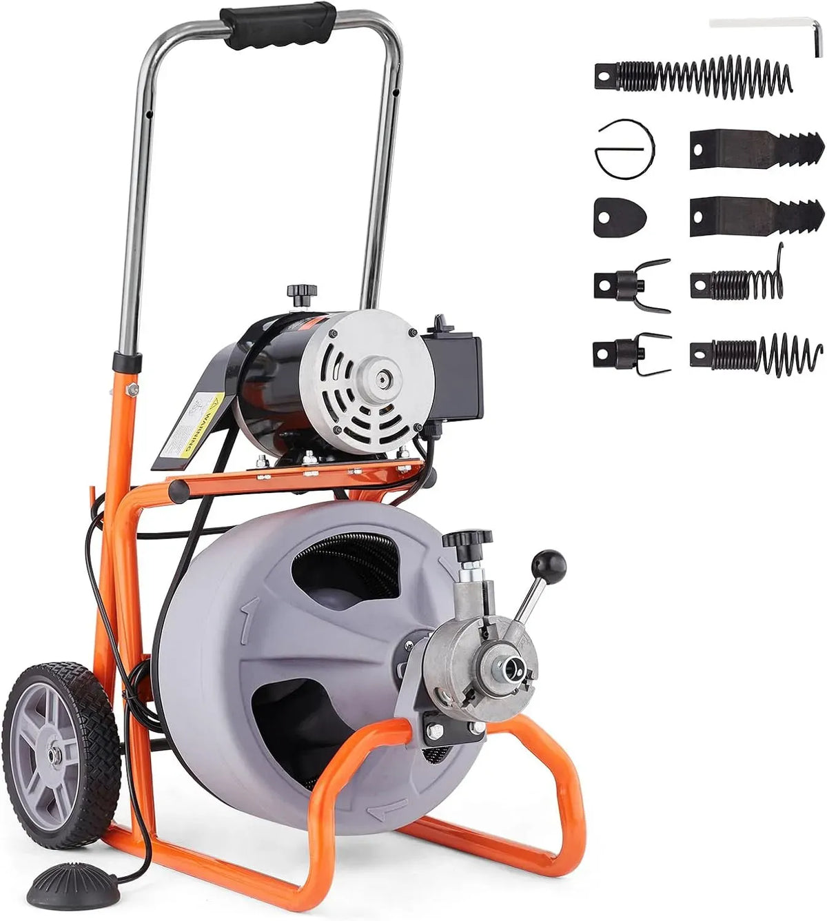 VEVOR Rohrreinigungsmaschine, Fußschalter, 10,16 cm, 23 m, 9,5 mm, tragbar
