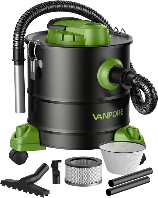 Aschesauger, Kaminsauger, 20 L, 1200 W, Transportrollen, Grün