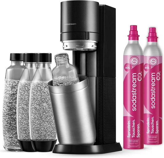 Geschirrspüler CO2-Zylinder, 1 L, Spülmaschine, 2x BPA-freie Flasche 1 Liter, inklusive 2x60-Liter, 2x 1 Liter Glasflasche