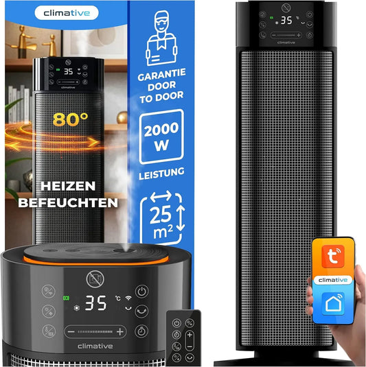 Elektroheizung 24h, 2000 W, Timer, WLAN, Oszillation, PTC Heizgerät Electric Heater