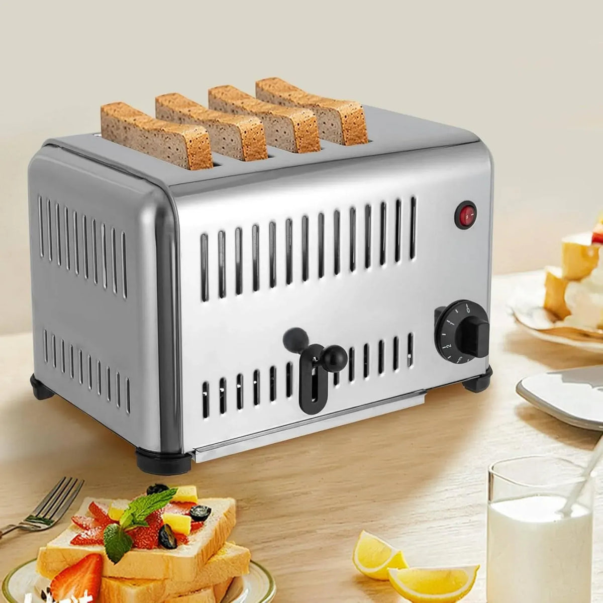 Brotbackautomat, Brotbackmaschine, herausnehmbar, Edelstahl, Edelstahl 201, herausnehmbarer Krümelschublade, 6 Schlitze, 2,8 cm