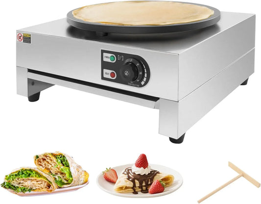 Crepes Maker, Crepe Maker, 40cm, 50 bis 300 °C, 3 KW, 40 cm, Antihaftbeschichtung, Schwarz, Holz, für Pfannkuchen und Crêpes