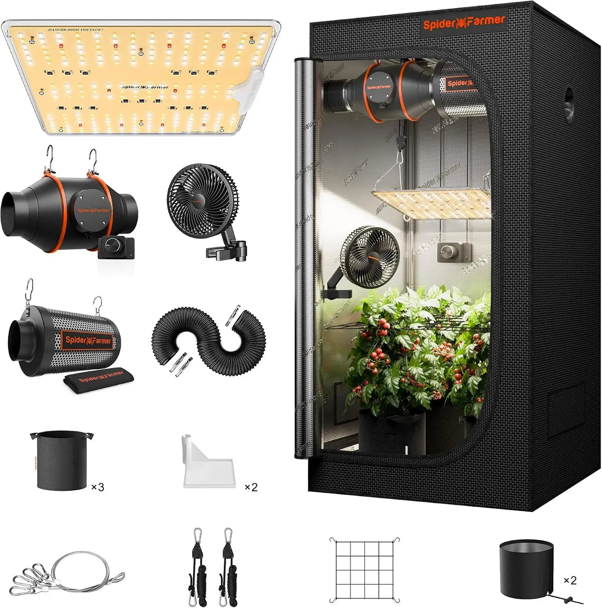 SF1000D Farmer 60x60x140cm Growzelt Komplett Set mit Drehzahlregler