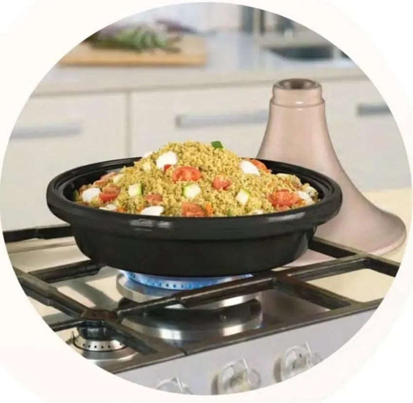 Durchmesser, 32 cm, Tajine Mokka aus Feuerpaste