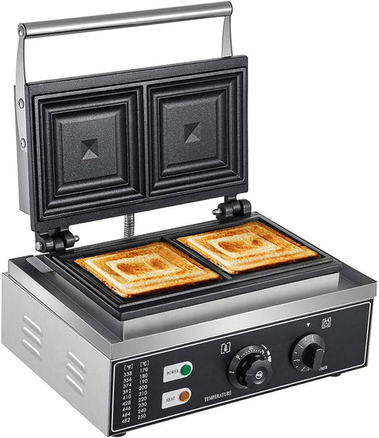 Toaster, 1500 W, Grill, gewerblich, Antihaftbeschichtung, 1500 W Kommerzielle Sandwich Maker Panini Presse Grill, Einstellbare Temp & Zeit
