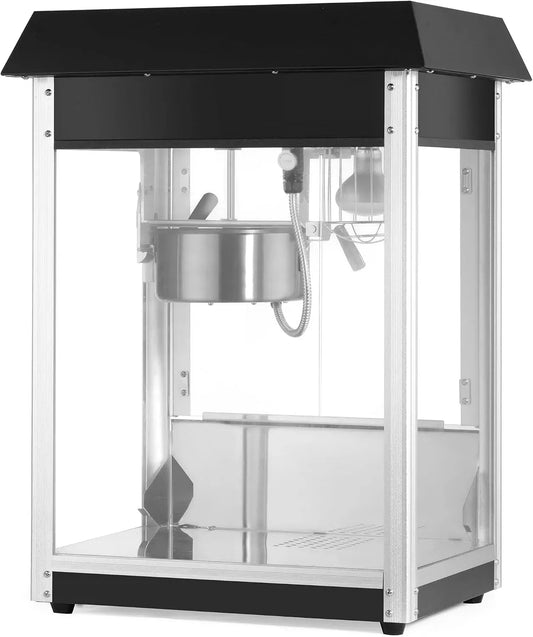 230V/1155W Popcorn Maker, Popcornmaschine, Heizpfanne, 1155 W, 230 V, 760 mm, Warmhaltefunktion, Edelstahl, Wärmefunktion, Schwarz, aluminium, Glas