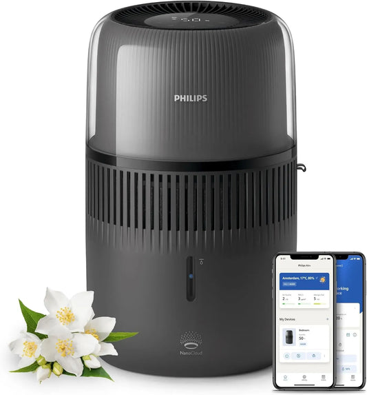 Philips Verdunstungsbefeuchter, 4,5 L, 12 dB, 45 m, 300 ml/h, IPS-Panel, leise, für 45 m²
