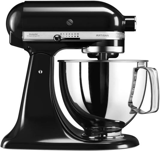 KitchenAid Küchenmaschine, 4.8 L, Edelstahl, Schwarz, Teigknetmaschine mit 3 Zubehör und Schüssel aus Edelstahl, Kippbarem Food Processor