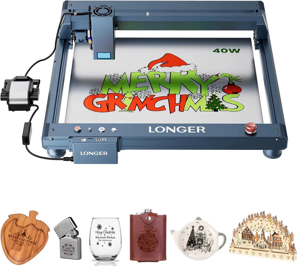 Automatische Air Assist, Indigoblau, B1 Lasergravierer, 40W, 45 x 44 cm Arbeitsbereich, CNC-Steuerung, Metallgravur, Holz- und Lederbearbeitung