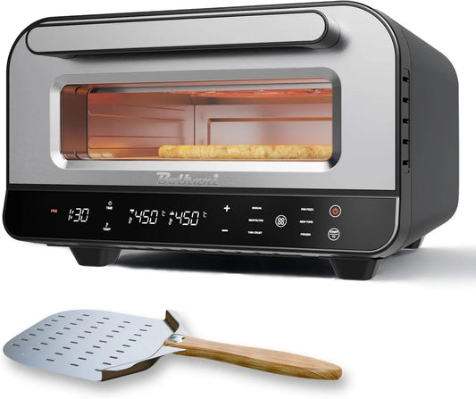 Elektrischer Pizzaofen, 80 bis 450 °C, Timer, Edelstahl, Profi Steinofen für Zuhause Indoor