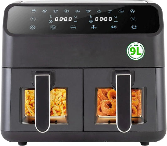 Geschirrspüler, 1800 W, 12 Programme, 80 bis 200 °C, Spülmaschine, 85% Weniger Fett, LED-Display, Heißluftfritteuse XXL mit Sichtfenster